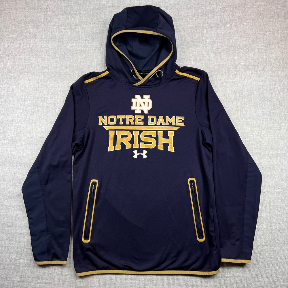Under Armour Notre Dame Fighting Irish ColdGear Hoodie Men Small Navy Collegiate